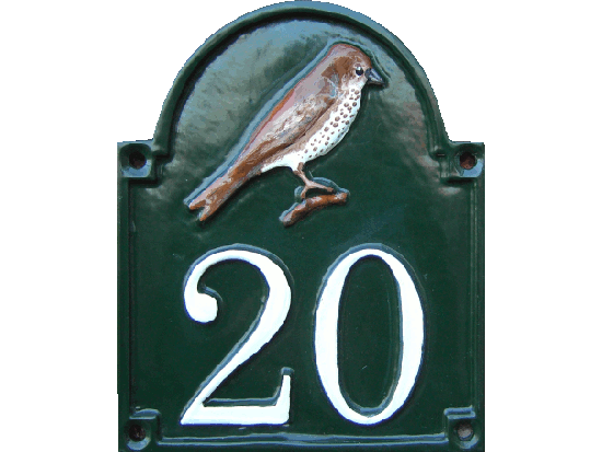 House Sign No 20 Mistle Thrush motive in Cast Aluminium